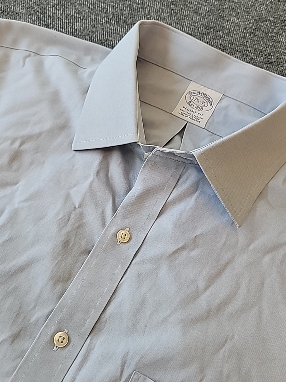 Brooks Brothers Dress Shirt Men's 17.5 35 Regent Blue Button Up Long Sleeve